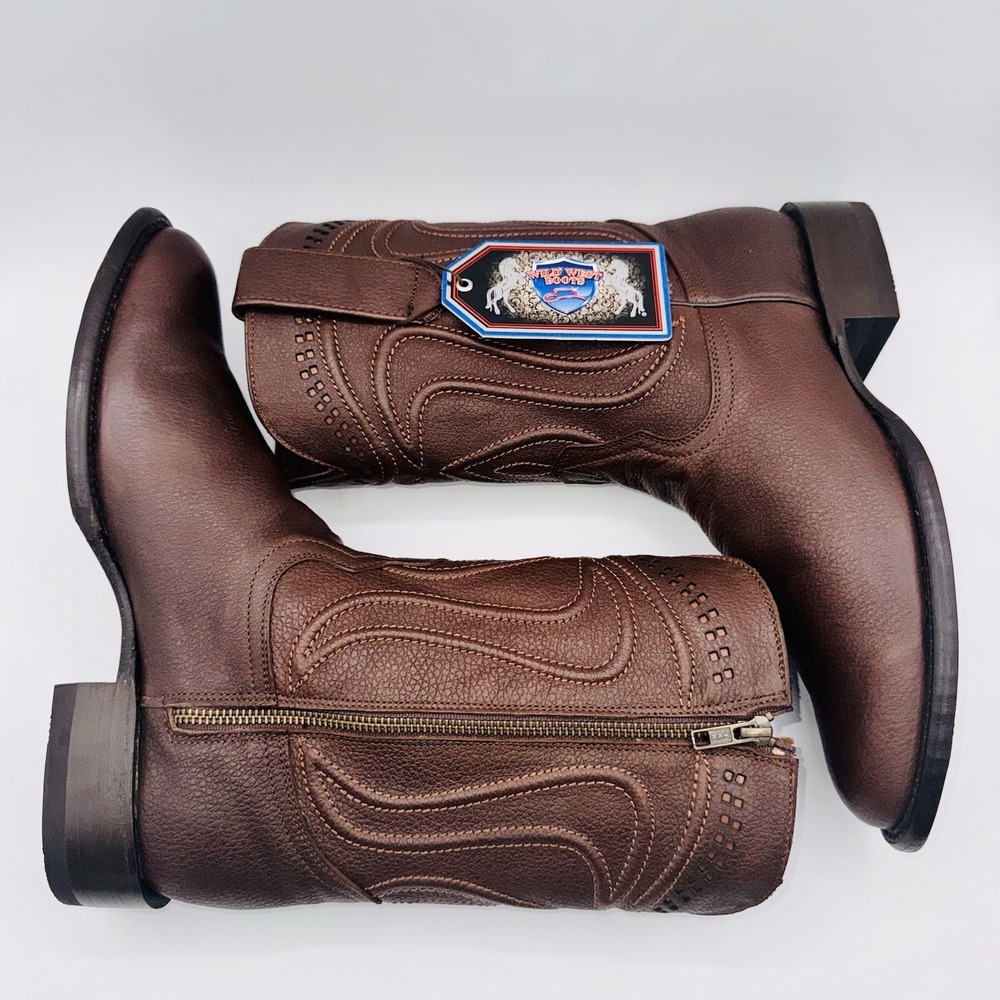 Wild‎ West Roper Boots Men's Size 9 EE Wide Brown Cowhide Leather - Picture 11 of 16